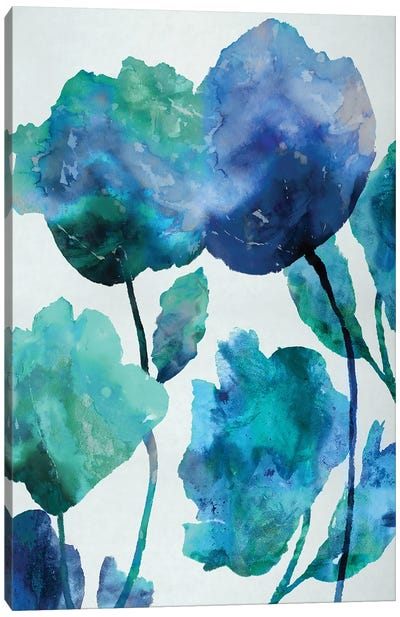 Aqua Blossom Triptych III Canvas Art Print - Vanessa Austin