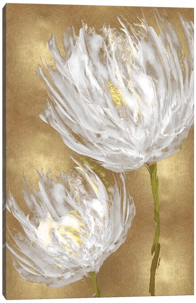 Tulips on Gold II Canvas Art Print - Large Art for Living Room