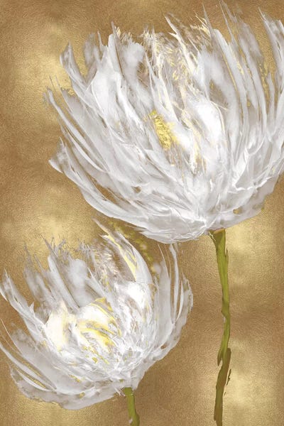Large Art for Bedroom - Canvas Prints: Tulips on Gold II by Vanessa Austin