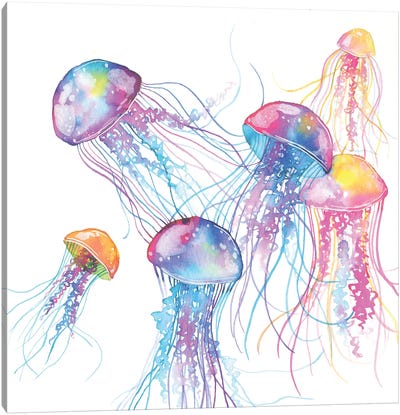 Jellyfish Canvas Art Print - Kids Ocean Life Art