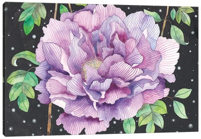 Midnight Bloom Canvas Art Print - Pantone Ultra Violet 2018