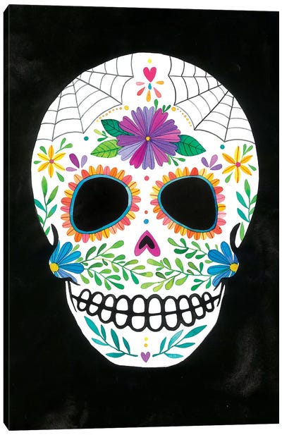 Sugar Skull II Canvas Art Print - Día de los Muertos Art