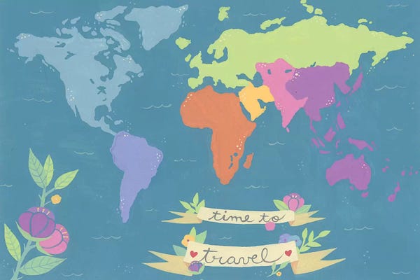 Kids Map Art: Time To Travel by Ana Victoria Calderón