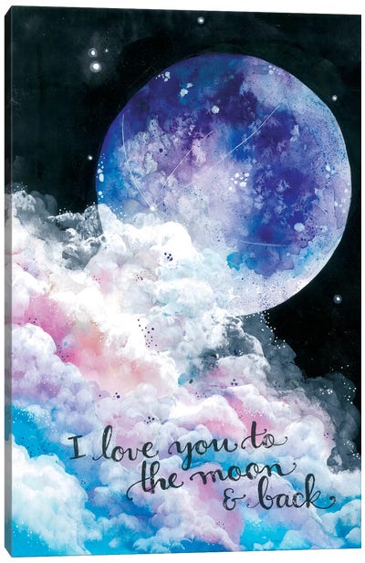 To The Moon And Back Canvas Art Print - Moon Art