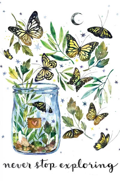 Never Stop Exploring by Ana Victoria Calderón metal wall art