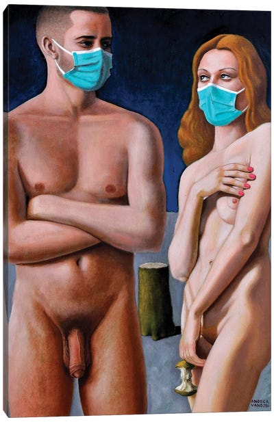 Adamo Ed Eva Canvas Art Print - Male Nude Art