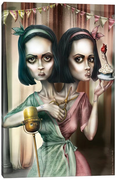 Bette & Dot Tattler (Oooh… Do You Want A Cupcake) Canvas Art Print - Horror TV Show Art
