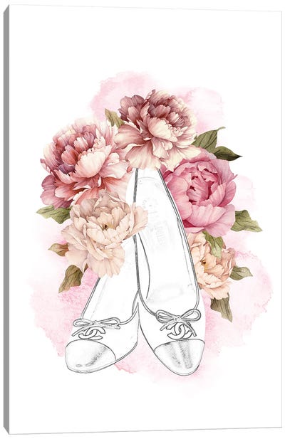Flowers And Shoes Canvas Art Print - Amelie Vintage Co