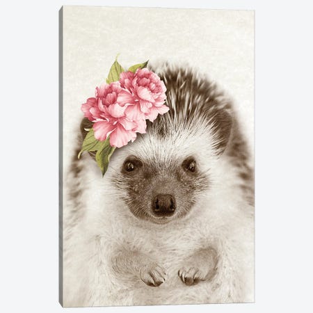 Floral Hedgehog Canvas Print #AVN35} by Amelie Vintage Co Canvas Artwork