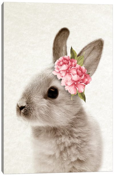 Floral Bunny II Canvas Art Print - Amelie Vintage Co