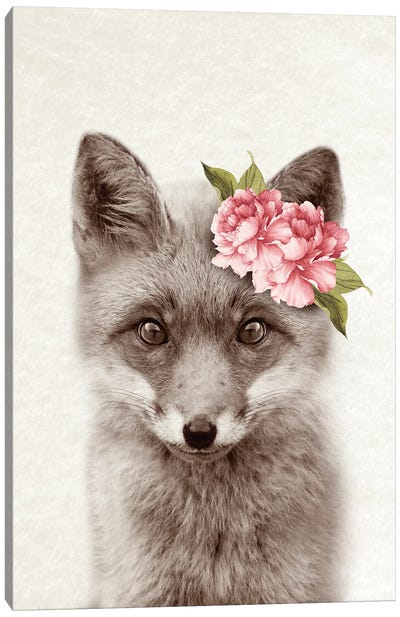 Floral Fox Canvas Art Print - Amelie Vintage Co