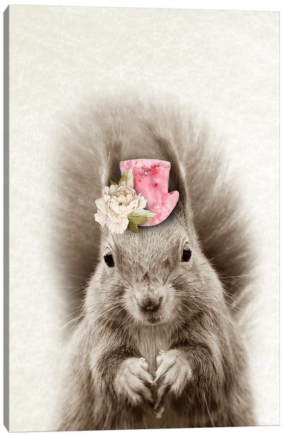 Floral Squirrel Canvas Art Print - Amelie Vintage Co