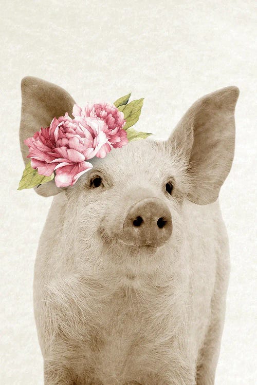 Floral Piglet by Amelie Vintage Co wall art