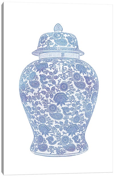 Ginger Jar I Canvas Art Print - Charming Blue