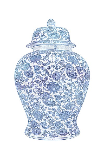 Charming Blue: Ginger Jar I by Amelie Vintage Co