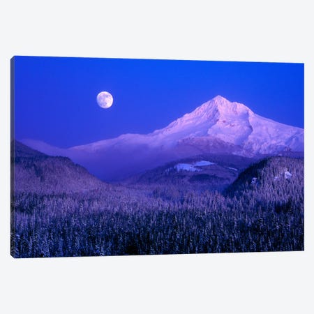 Moonlit Landscape Featuring Mount Hood (Wy'east), Oregon, USA Canvas Print #AVS3} by Janis Miglavs Canvas Artwork