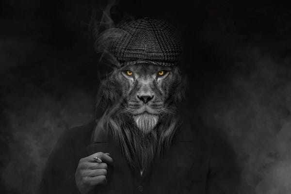 Office Humor: Man In The Form Of A Lion Mafioso by Adrian Vieriu