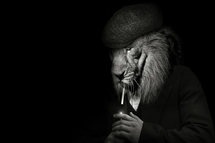 Man In The Form Of A Lion Mafioso Smoking