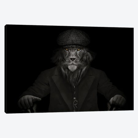 Man In The Form Of A Lion Mafioso Sitting Canvas Print #AVU115} by Adrian Vieriu Canvas Art
