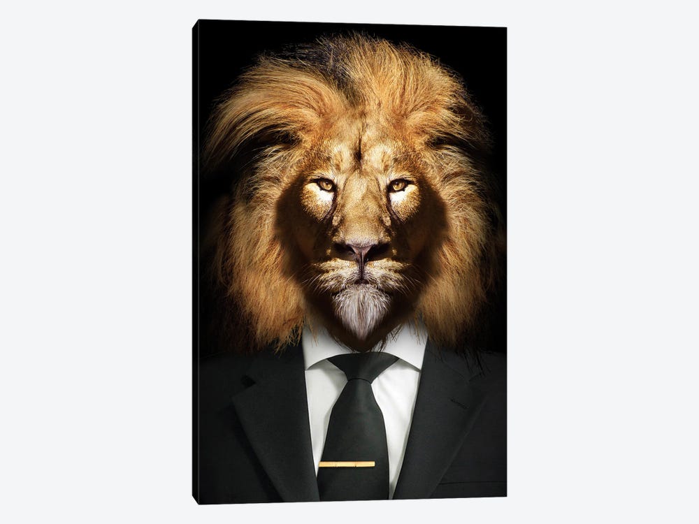 Man In The Form Of A Lion With Suit And Tie by Adrian Vieriu 1-piece Canvas Wall Art