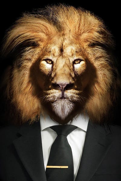 Office Humor: Man In The Form Of A Lion With Suit And Tie by Adrian Vieriu