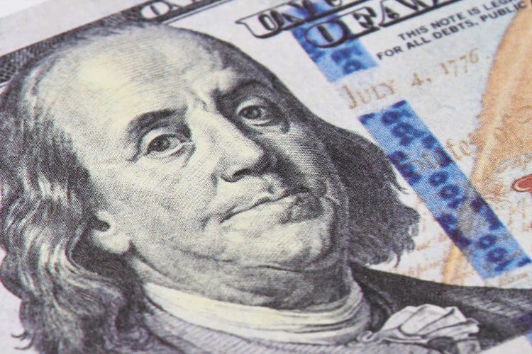 Benjamin Franklin To Money Banknote by Adrian Vieriu wall art