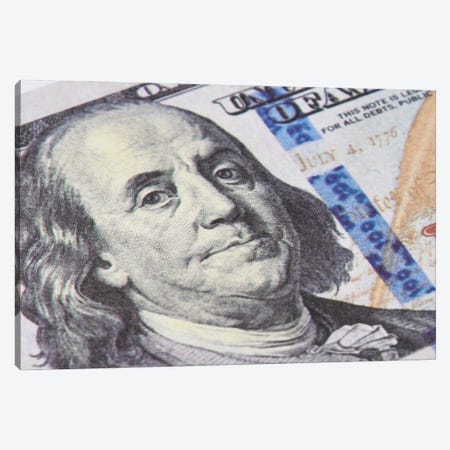 Benjamin Franklin To Money Banknote Canvas Print #AVU132} by Adrian Vieriu Art Print