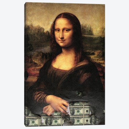 Mona Lisa, Money Lisa Art Canvas Print #AVU136} by Adrian Vieriu Canvas Wall Art