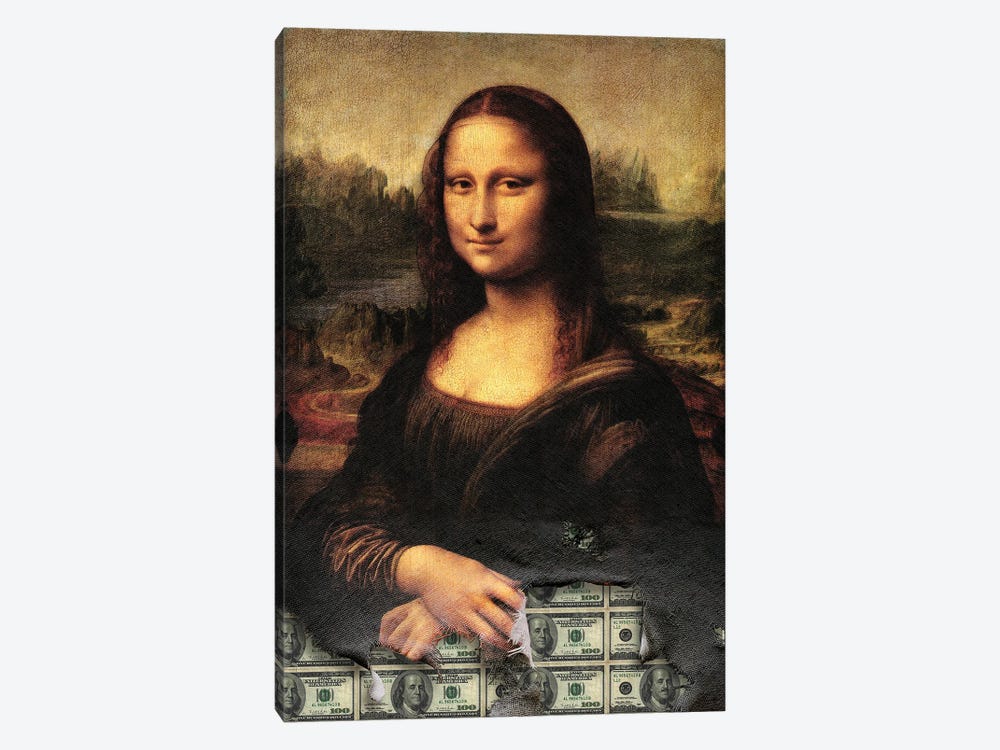 Mona Lisa, Money Lisa Art by Adrian Vieriu 1-piece Canvas Print