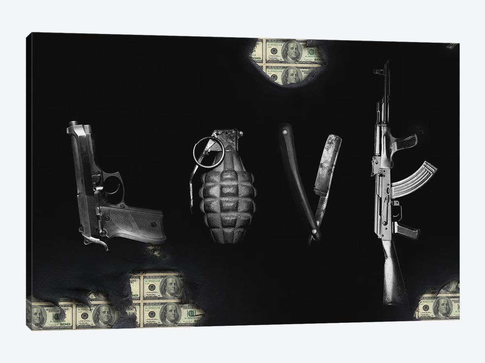 Love Guns, Money Mafia by Adrian Vieriu 1-piece Canvas Wall Art