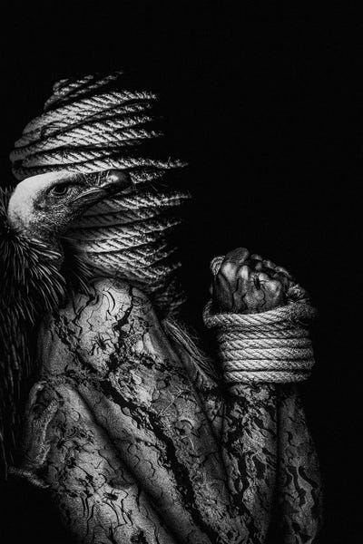 Horror Woman, Eagle by Adrian Vieriu framed wall art