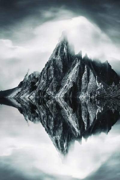 Mountains With Reflection In The Lake by Adrian Vieriu framed canvas print