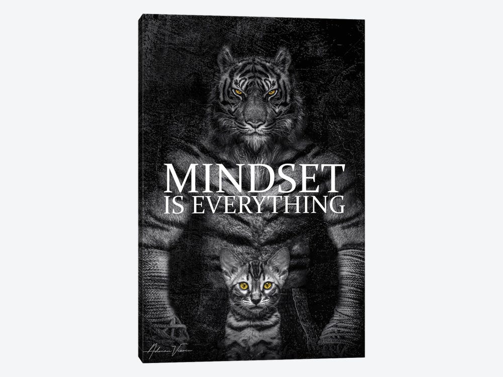 Mindset Is Everything , Tiger Fighter , Motivational Text by Adrian Vieriu 1-piece Art Print
