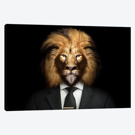 Man In The Form Of A Lion With Suit And Tie Horizontal Canvas Print #AVU14} by Adrian Vieriu Art Print