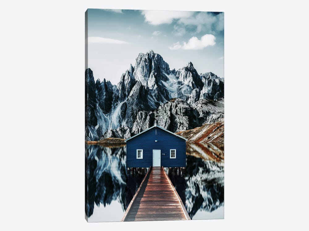 The Reflection Of A Cabin In The Mountains In The Water by Adrian Vieriu 1-piece Canvas Wall Art