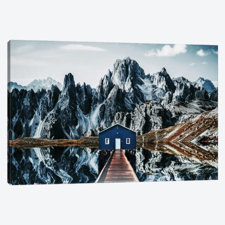The Reflection Of A Cabin In The Mountains In The Water Canvas Print #AVU181} by Adrian Vieriu Canvas Art