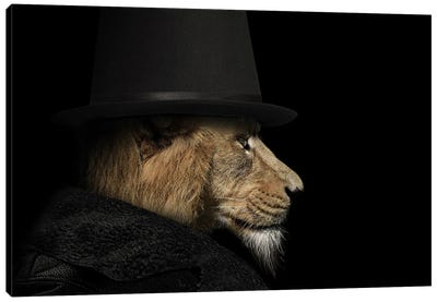 Lion Man Profile Canvas Art Print - Adrian Vieriu