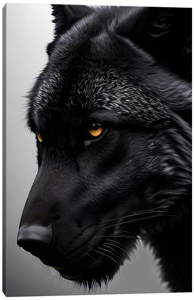 Black Wolf's Head, Animal Canvas Art Print - Wolf Art