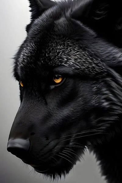 Wolves: Black Wolf's Head, Animal by Adrian Vieriu