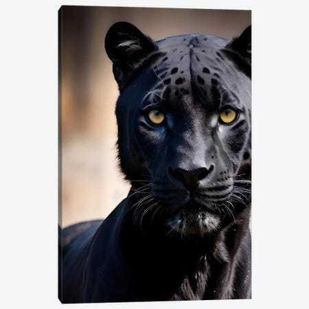 Black Panther (Animal Isolated On Black Background) IV Canvas Print #AVU215} by Adrian Vieriu Art Print