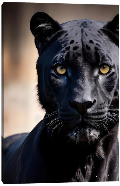 Black Panther (Animal Isolated On Black Background) IV Canvas Art Print - Panther Art
