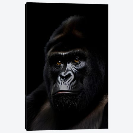 Gorilla Portrait Face Isolated In Black Background VIII Canvas Print #AVU223} by Adrian Vieriu Art Print