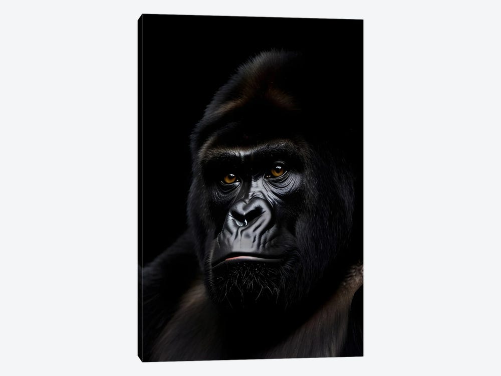 Gorilla Portrait Face Isolated In Black Background VIII by Adrian Vieriu 1-piece Canvas Print
