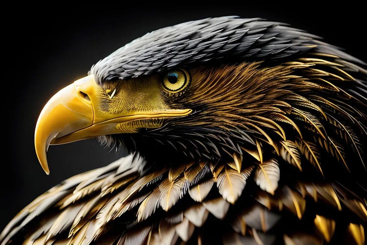 Eagle Head Portrait Face Isolated In Black Background by Adrian Vieriu wall art