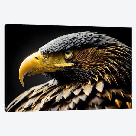 Eagle Head Portrait Face Isolated In Black Background Canvas Print #AVU226} by Adrian Vieriu Canvas Artwork