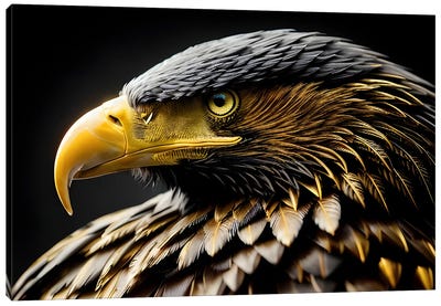 Eagle Head Portrait Face Isolated In Black Background Canvas Art Print - Eagle Art