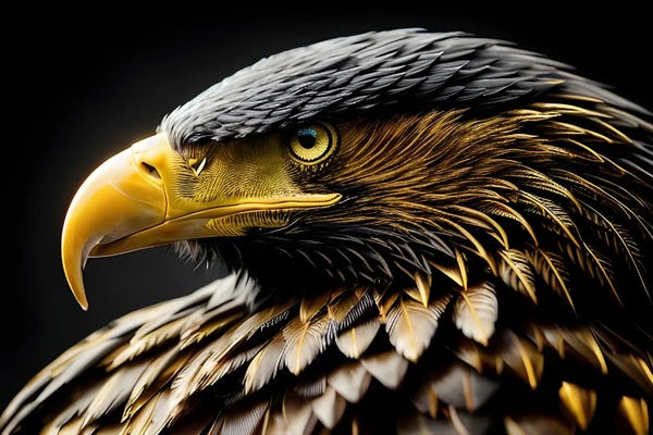 Composite Photography: Eagle Head Portrait Face Isolated In Black Background by Adrian Vieriu
