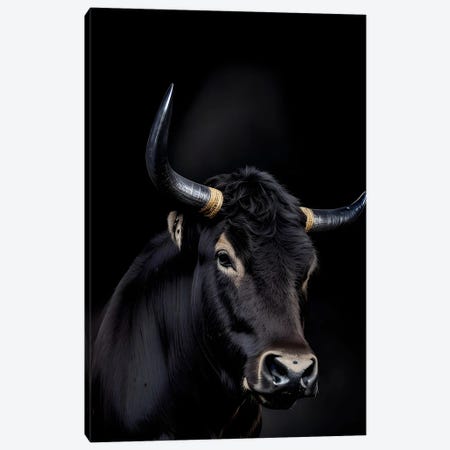 Bull Portrait Face Isolated In Black Background Canvas Print #AVU228} by Adrian Vieriu Canvas Print