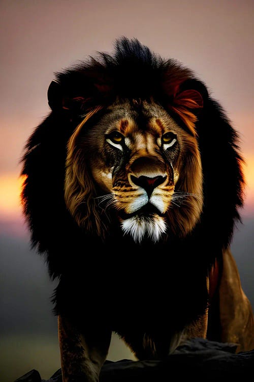 Lion Portrait In The Sunset, Animal