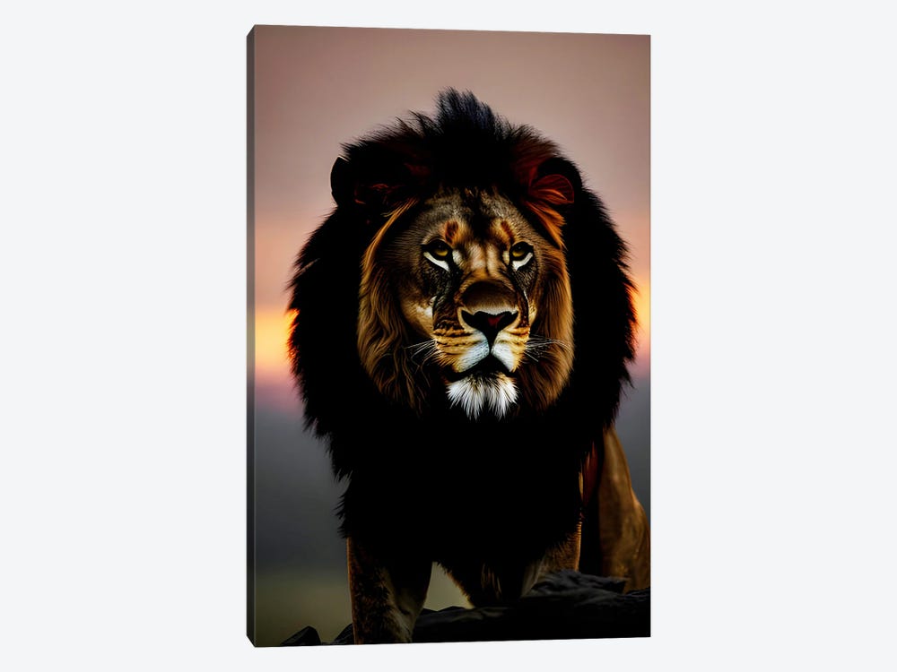 Lion Portrait In The Sunset, Animal by Adrian Vieriu 1-piece Canvas Print